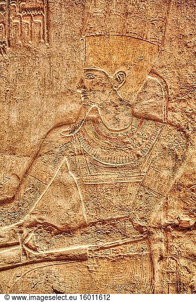 Gottheit Amun Ra  Basrelief  Beit al-Wali-Tempel  Kalabsha  UNESCO-Weltkulturerbe  bei Assuan  Ägypten