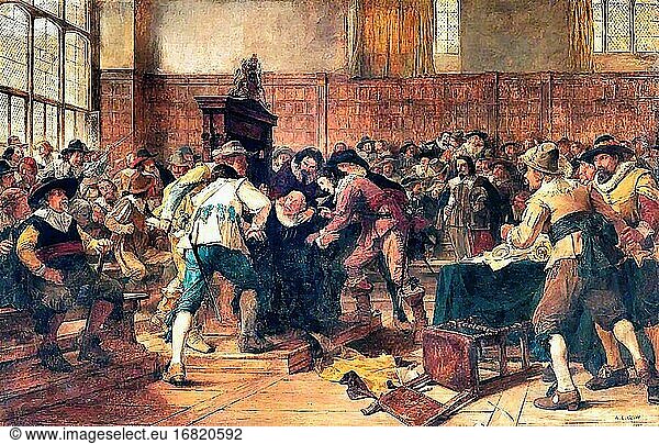 Gow Andrew Carrick - der Tumult im Unterhaus 2. März 1629 - Britische Schule - 19. Jahrhundert.