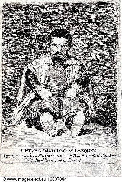 Goya y Lucientes  Francisco de - The Dwarf  Sebastian de Morra  at the Court of Felipe IV -.