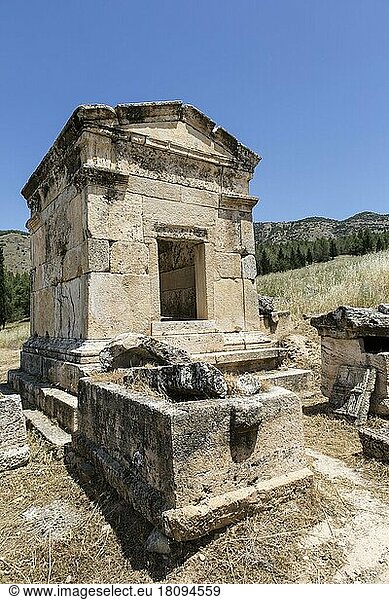 Grabmal in der nördlichen Nekropole von Hierapolis  Denizli  Türkei. Hierapolis war eine antike griechisch-römische Stadt in Phrygien