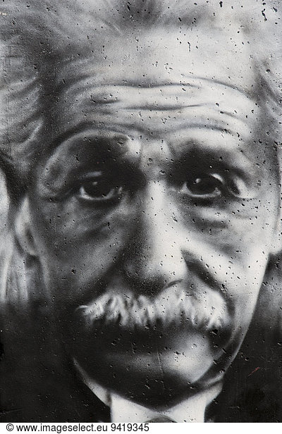 Graffiti  portrait of Albert Einstein Berlin  on a piece of the Berlin Wall  Berlin  Germany