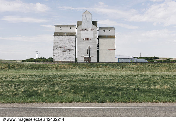 Grain elevators  near Abbey  Saskatchewan  Canada.