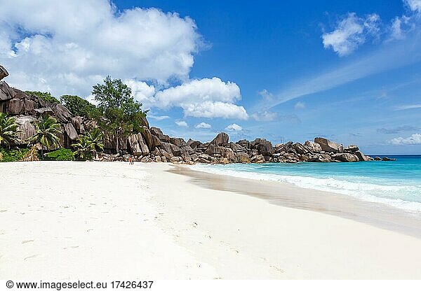 Grand Anse Beach on La Digue Island Sea Holiday Vacation Travel in the Seychelles