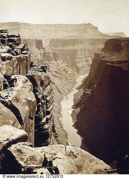 GRAND CANYON  1872. A view of the Grand Canyon in Arizona  overlooking the Colorado River. Photographed by James Fennemore  1872.