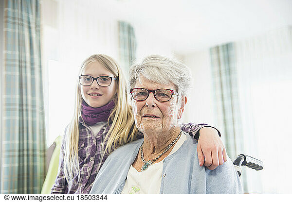 Grandmother and granddaughter at rest home