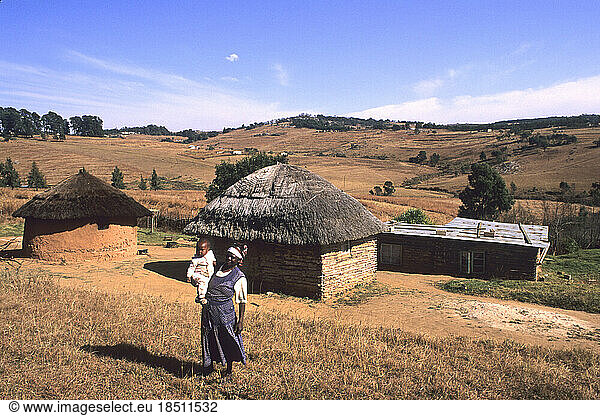 Grandmother with Child Near Mbabane the Capitol of Swaziland