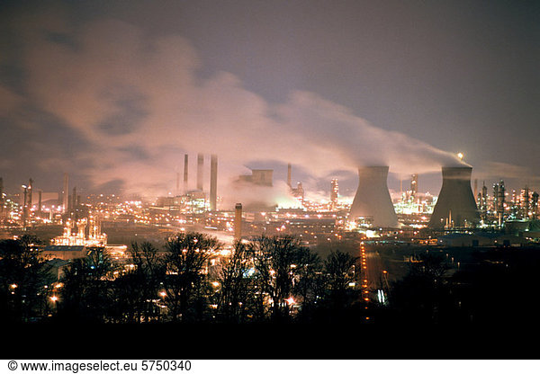 Grangemouth oil refinery at night  Scotland