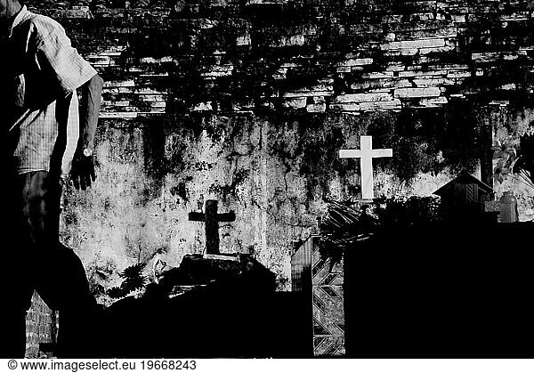 Gravedigger after a funeral in SÃ¯Â¾â?¹o ThomÃ¯Â¾Å½ das Letras cemetery  Brazil.