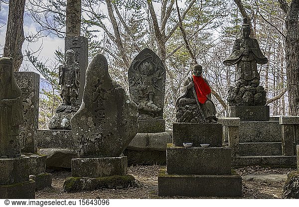 Graves  Musashi Mitake Shrine on Mount Mitake  Nakasend? Street  Kiso Valley  Japan  Asia