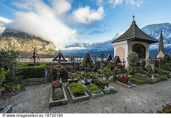 graveyard in Hallstatt in the Austrian Alps