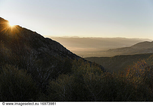 Great Basin National Park at sunrise with sunburst