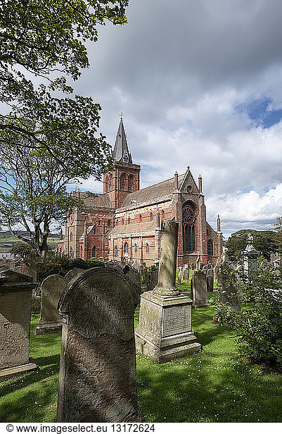 Great Britain  Scotland  Orkney  Mainland  Kirkwall  St. Magnus Cathedral and graveyard