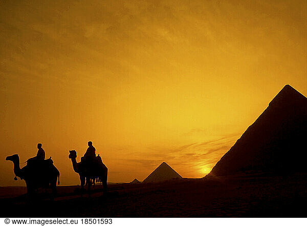 Great Pyramids of Giza Egypt at sunset