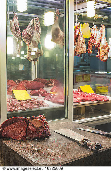 Greece  Athens  Piraeus  meat at market