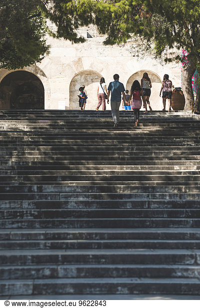 Greece  Athens  tourists walking upstairs to Parthenon