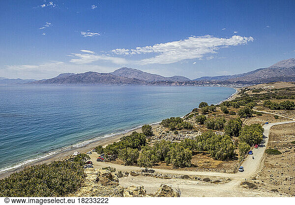 Greece  Crete  View of Mediterranean coast including archaeological site of Kommos