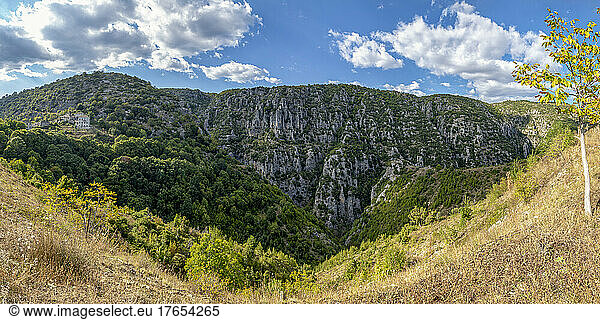 Greece  Epirus  Panoramic view of rock formations in Vikos-Aoos National Park