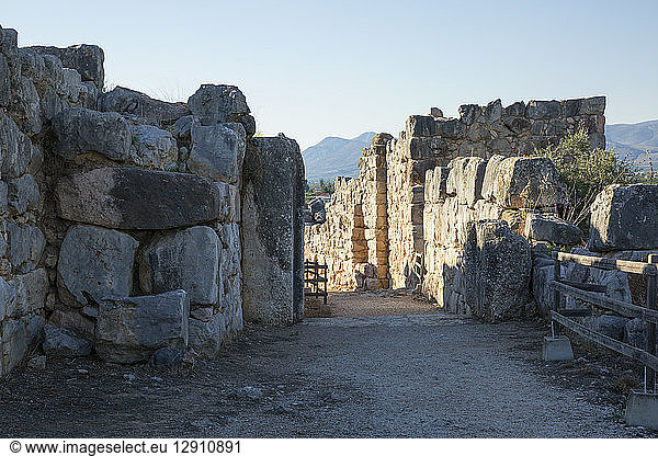 Greece  Peloponnese  Argolis  Tiryns  archaeological site  gate of the castle  Cyclopean masonry