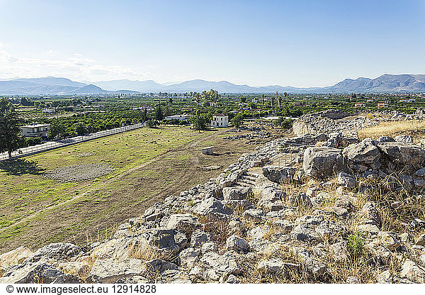 Greece  Peloponnese  Argolis  Tiryns  View from archaeological site