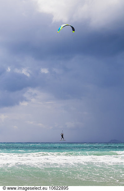 Greece  Rhodes  thunderclouds  kite surfer
