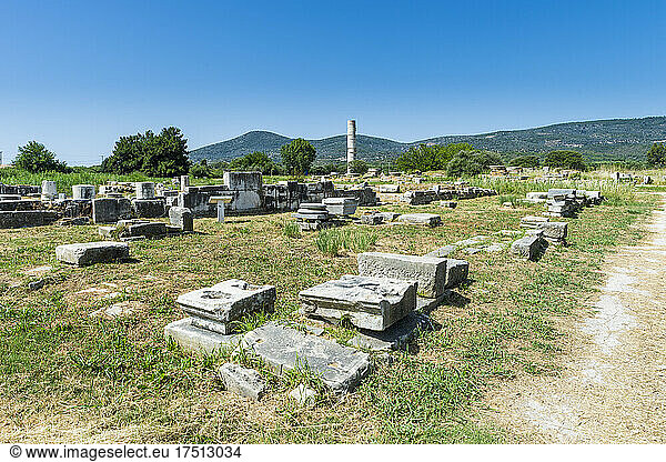 Greece  Samos  Ruins of Heraion of Samos in summer