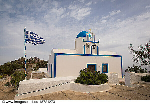 Greek Flag and Church
