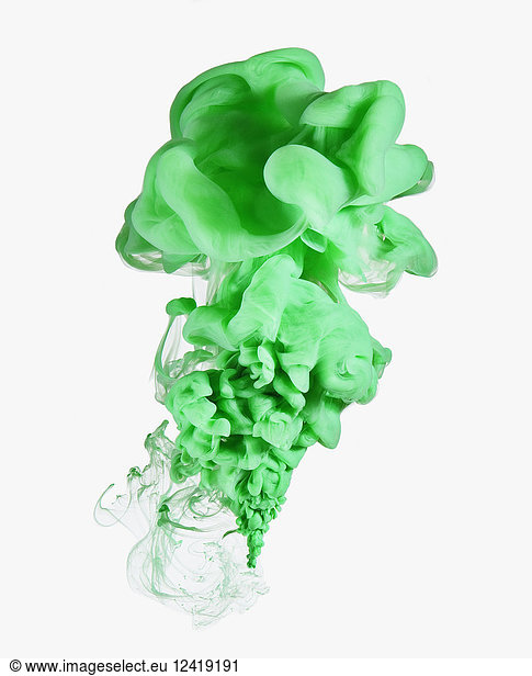 Green ink on white background