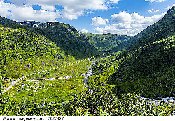 Green valley near Skei  Vestland  Norway  Scandinavia  Europe