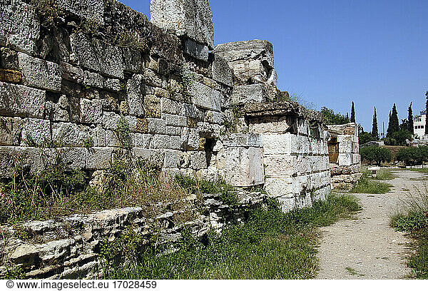 Griechenland  Athen. Gebiet von Kerameikos (Ceramicus). Sein Name leitet sich von Töpferviertel ab. Nordwestlich der Akropolis. Alter Friedhof. Ruinen.
