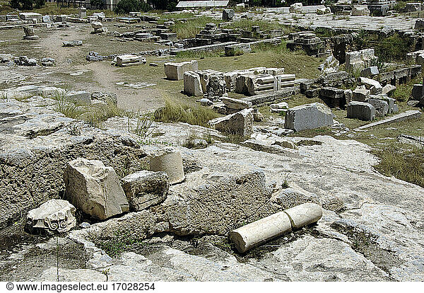 Griechenland. Das antike Eleusis. Standort eines Heiligtums  in dem die Eleusinischen Mysterien stattfanden. Ruinen des Telesterions.
