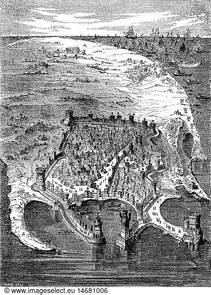 Griechenland hist.- Inseln  Rhodos  Stadt & Landung der TÃ¼rken  1530 Griechenland hist.- Inseln, Rhodos, Stadt & Landung der TÃ¼rken, 1530,