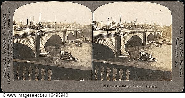 Griffith & Griffith 1864–1938.Group of 4 Stereograph Views of London Bridges  ca. 1850–1919.Albumen silver prints.Inv. Nr. 1982.1182.917–.920New York  Metropolitan Museum of Art.