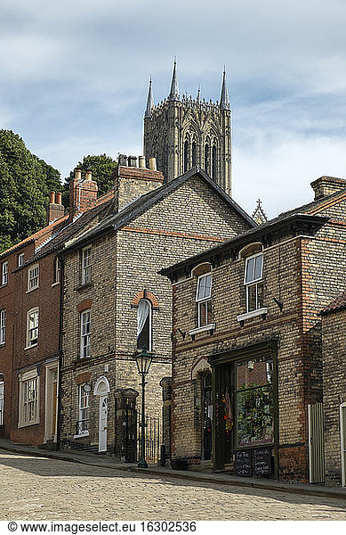 Großbritannien  England  Lincolnshire  Lincoln  Altstadt  Häuser am Steep Hill