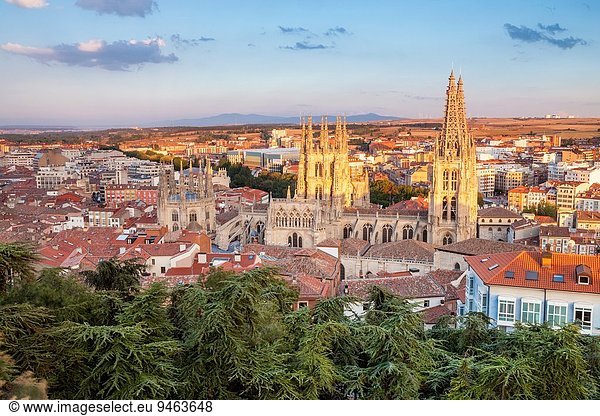Großstadt Kathedrale Ansicht Luftbild Fernsehantenne Burgos Spanien