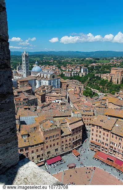 Großstadt Turm Kathedrale Ansicht bauen Siena Toskana