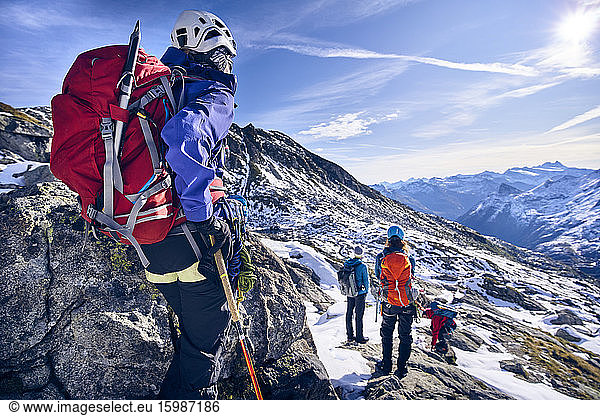 Group of mountaineers  Glacier Grossvendediger  Tyrol  Austria