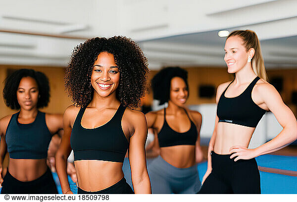 Group of people doing yoga class  health concept. Generative AI