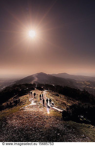 group of people  hiking  path