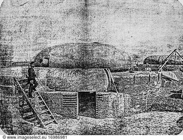 Gruson Panzerturm  die großen Fabriken von Turgan  Ausgabe Hatier 1888.