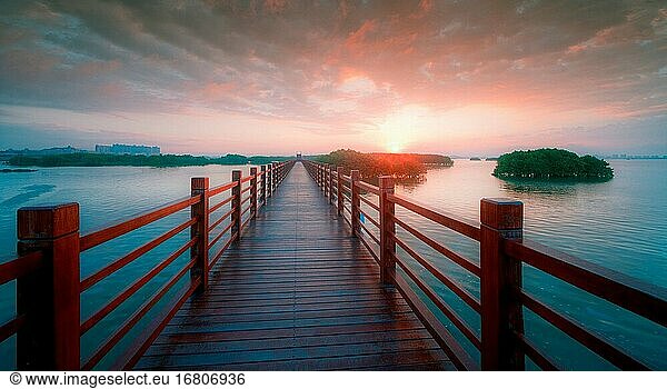 Guangdong maoming Shuidong Bucht Sonnenaufgang
