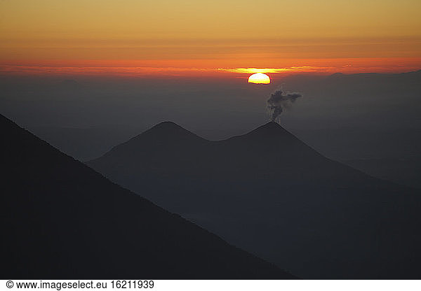 Guatemala  Acatenango volcano with sunrise