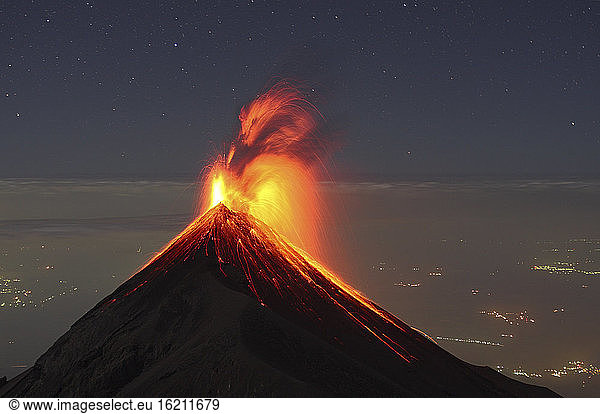 Guatemala  Fuego volcano  Strombolian eruption