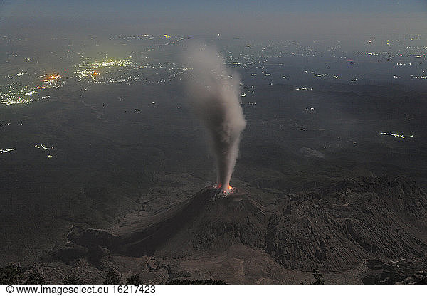 Guatemala  Santiaguito volcano  Ash eruption