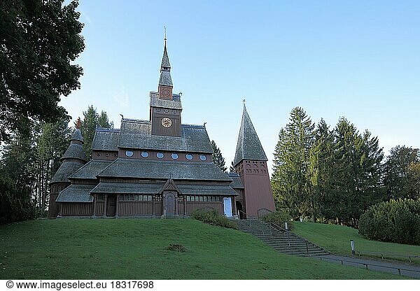 Gustav-Adolf-Stabkirche erbaut 1908 in Hahnenklee  Holzkirche  Harz  Niedersachsen  Deutschland  Europa
