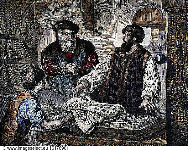 Gutenberg prints Psalter / Menzel