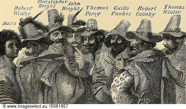 Guy Fawkes und die Verschwörer   (um 1872). Schöpfer: Unbekannt.