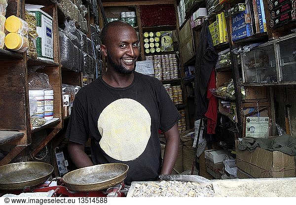 Händler von Gewürzen  Markt  Addis Abeba  Äthiopien  Afrika