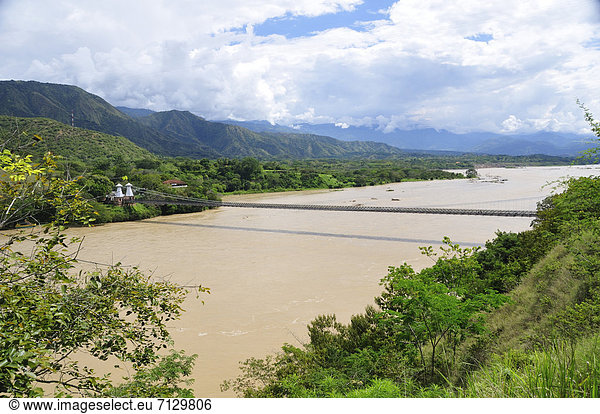 Hängebrücke  Brücke  Fluss  Kolumbien  alt  Südamerika