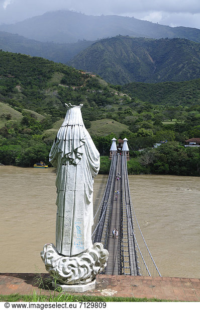 Hängebrücke  Brücke  Fluss  Kolumbien  alt  Südamerika