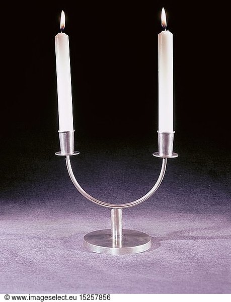 habitation  lamps  two-armed candlestick  design by Wolfgang von Wersin (1882 - 1976)  tin  Regensburg  1936
